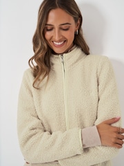 لون طبيعي - لون طبيعي ـ سترة صوف فرو صناعي بسحّاب كامل من Crew Clothing Company - صورة 4 من 5