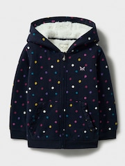 Crew Clothing Company Blue Teddy Fleece Lined 100% Cotton Zip Hoodie - Image 1 of 3
