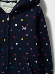 Crew Clothing Company Blue Teddy Fleece Lined 100% Cotton Zip Hoodie - Image 3 of 3