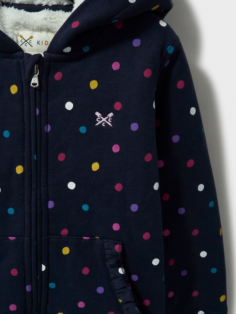 Crew Clothing Company Blue Teddy Fleece Lined 100% Cotton Zip Hoodie - Image 3 of 3