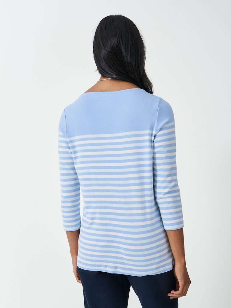 Crew Clothing Blue Ultimate Breton Long Sleeve Striped 100% Cotton Top - Image 2 of 5