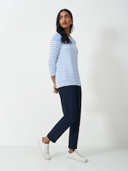 Crew Clothing Blue Ultimate Breton Long Sleeve Striped 100% Cotton Top - Image 3 of 5