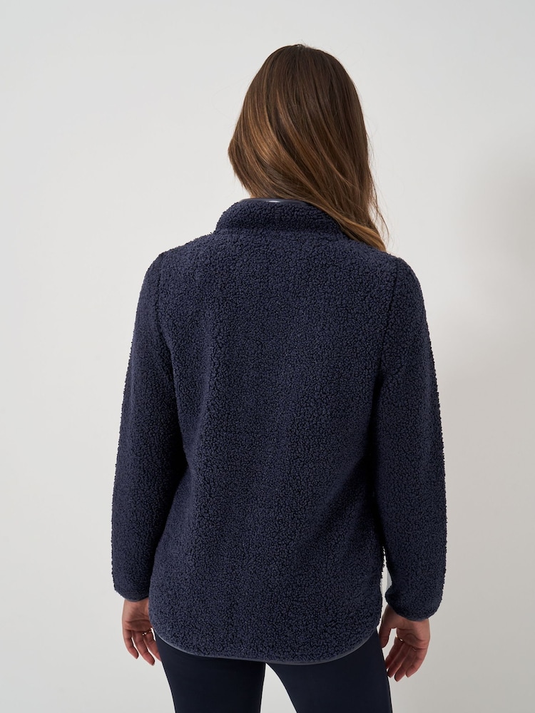 Crew Clothing Blue Crew Clothing Company Natural Borg Zip Through Fleece - Image 2 of 5