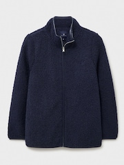 Crew Clothing Blue Crew Clothing Company Natural Borg Zip Through Fleece - Image 5 of 5