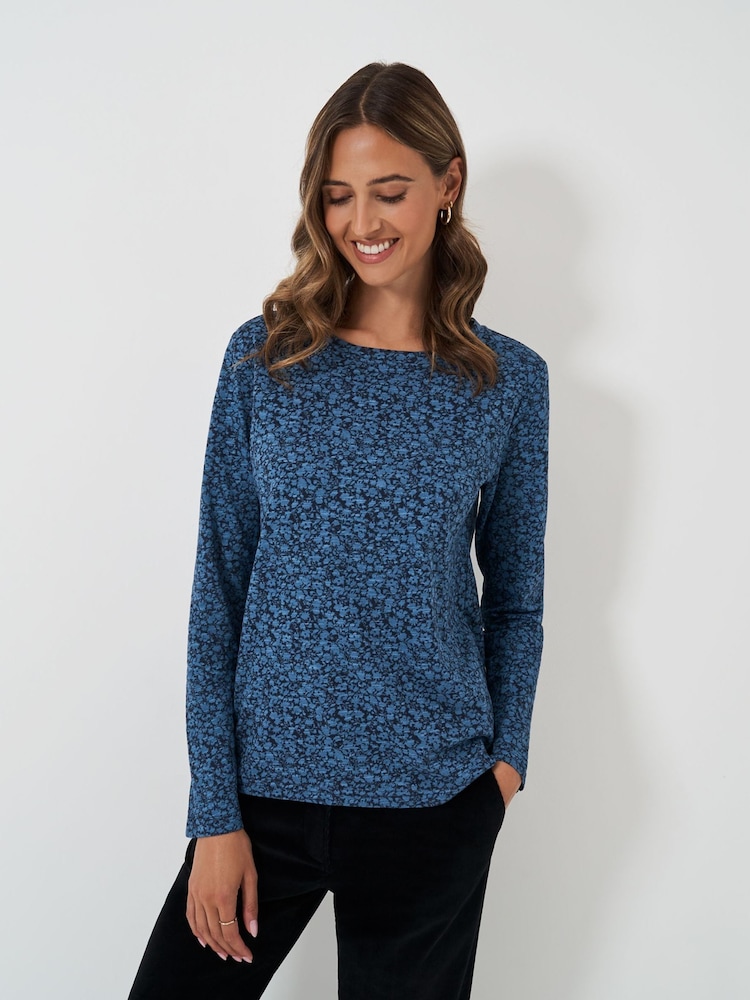 Crew Clothing Company Blue Cassandra Stripe Button Top - Image 1 of 5
