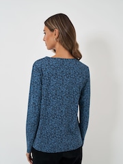 Crew Clothing Company Blue Cassandra Stripe Button Top - Image 2 of 5