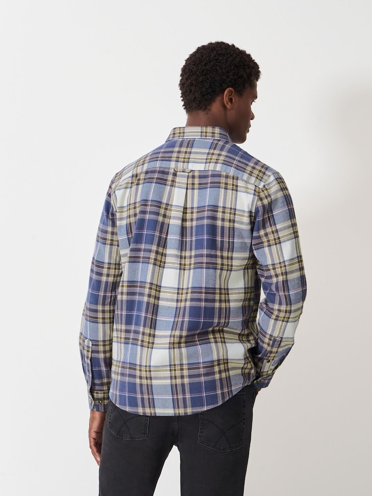 Crew Clothing Company Blue Long Sleeve Checked 100% Cotton Shirt - Image 2 of 5 Crew Clothing Company Blue Long Sleeve Checked 100% Cotton Shirt - Image 2 of 5