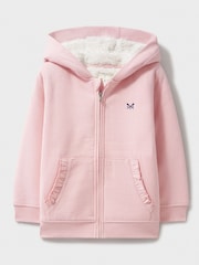 Crew Clothing Company Orange Teddy Fleece Lined Zip 100% Cotton Hoodie - Image 1 of 3