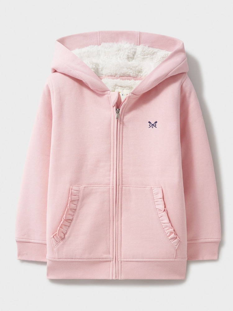 Crew Clothing Company Orange Teddy Fleece Lined Zip 100% Cotton Hoodie - Image 1 of 3