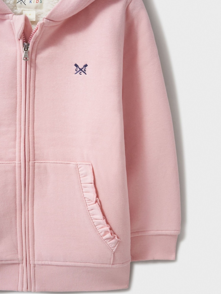 Crew Clothing Company Orange Teddy Fleece Lined Zip 100% Cotton Hoodie - Image 3 of 3