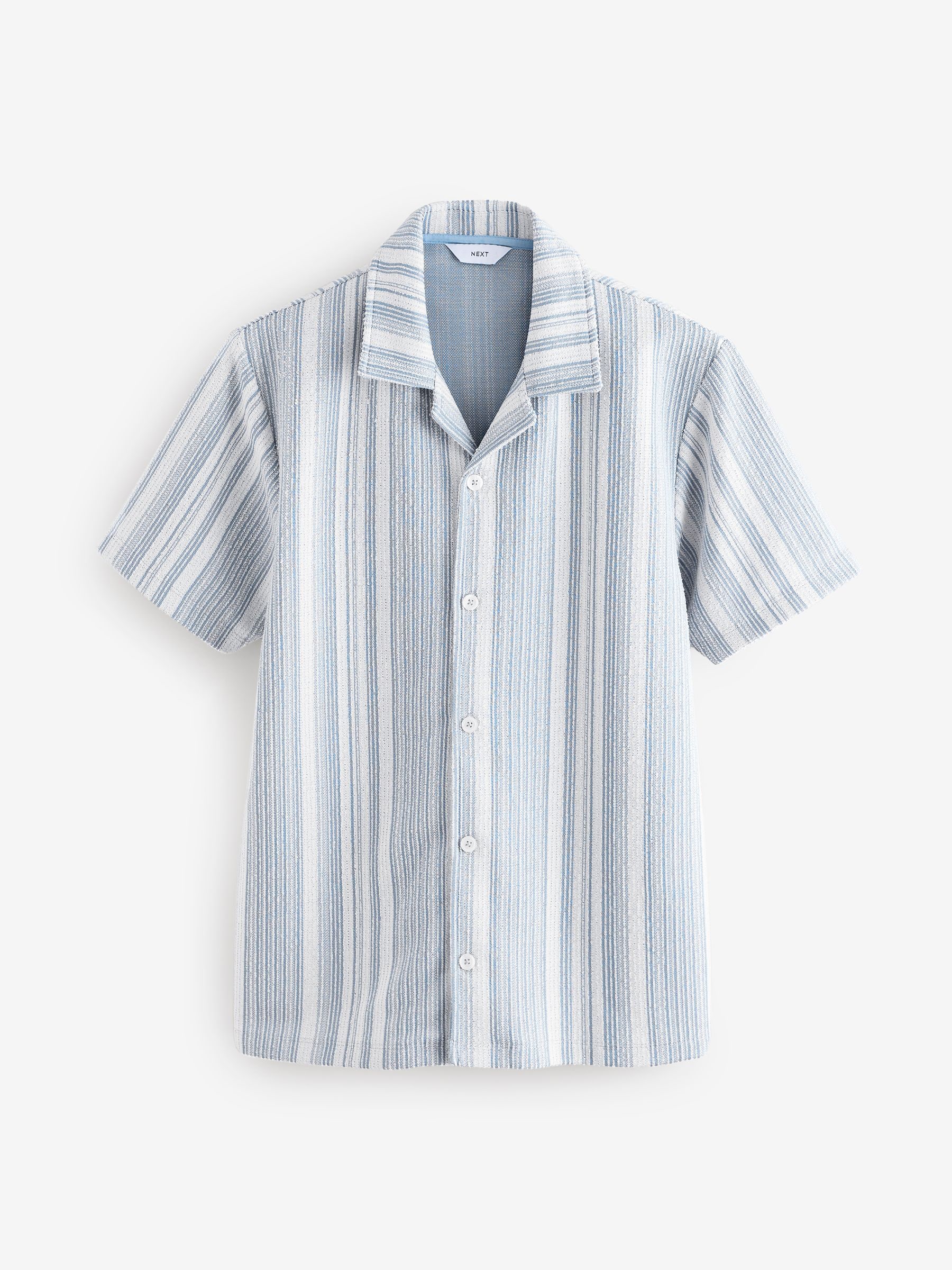 Next：日本 ブルー - テクスチャード ストライプ ジャージー シャツ