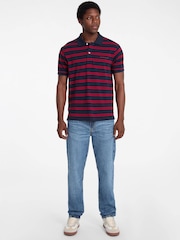Guess Jeans Navy Stripe 100% Cotton Polo Shirt - Image 3 of 6