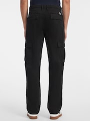 Guess Jeans Black Straight Fit Cargo 100% Cotton Trousers - Image 2 of 7