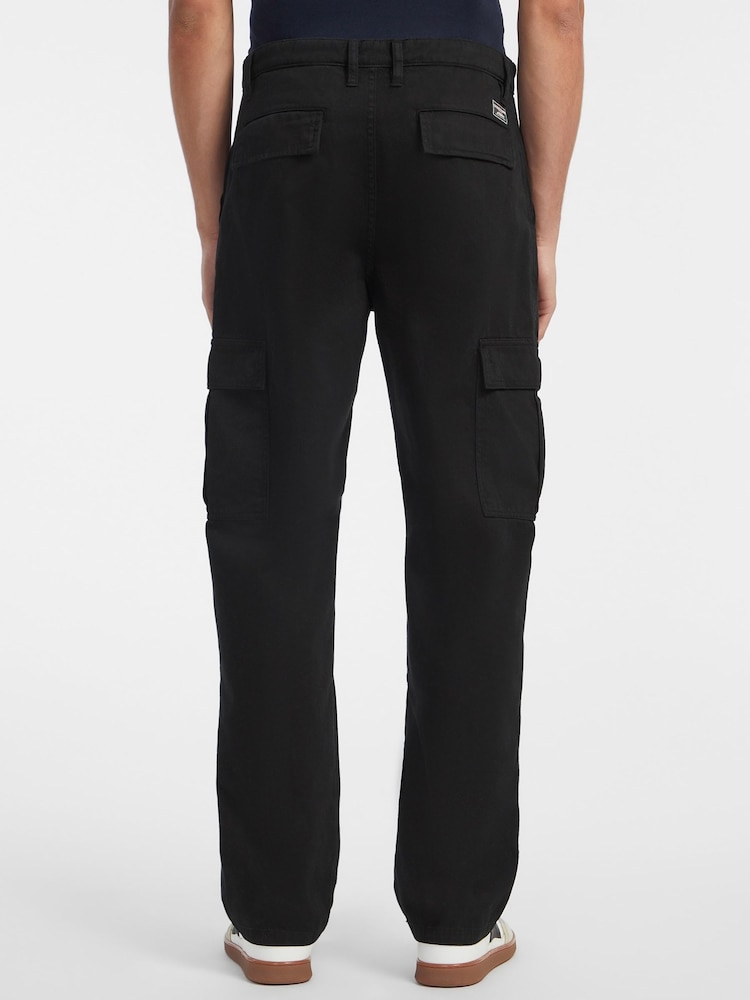 Guess Jeans Black Straight Fit Cargo 100% Cotton Trousers - Image 2 of 7