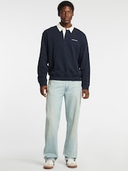 Guess Jeans Navy Logo Rugby 100% Cotton Polo Shirt - Image 3 of 5