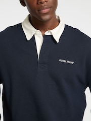 Guess Jeans Navy Logo Rugby 100% Cotton Polo Shirt - Image 4 of 5
