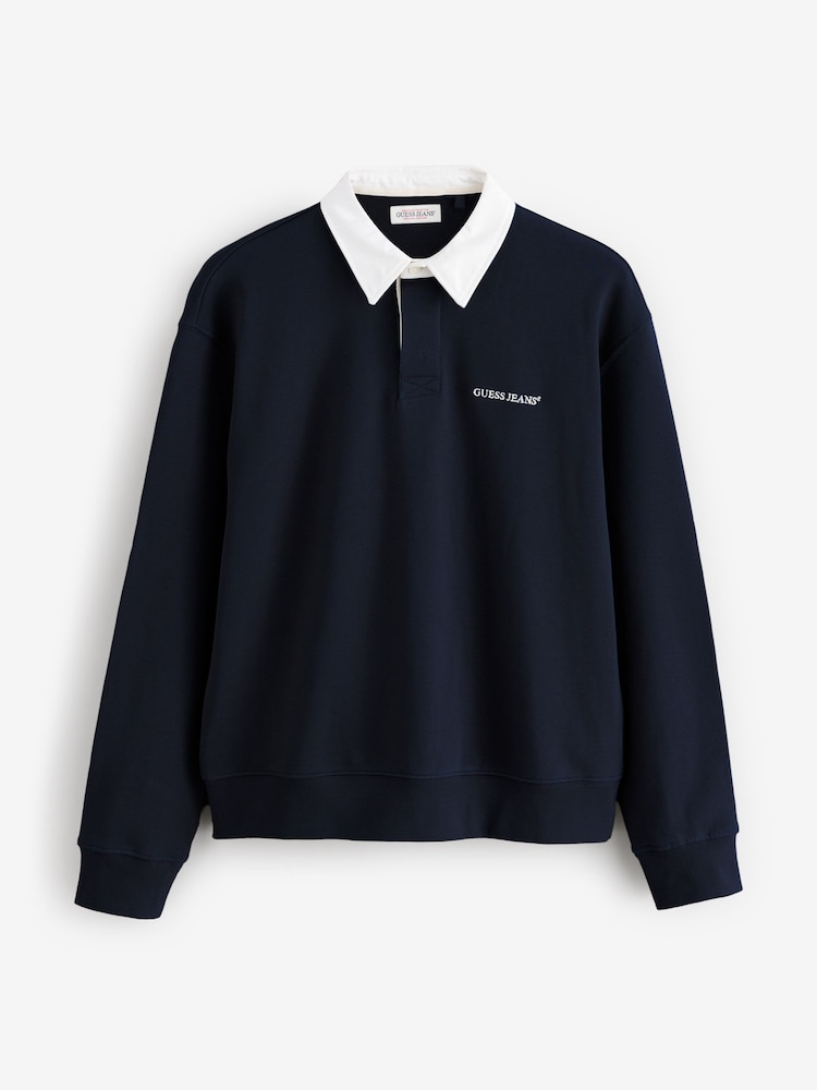 Guess Jeans Navy Logo Rugby 100% Cotton Polo Shirt - Image 5 of 5