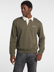 Guess Jeans Khaki Green Logo Rugby 100% Cotton Polo Shirt - Image 1 of 6