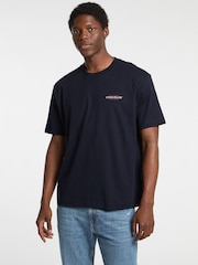 Guess Jeans Navy Back Print Graphic Logo 100% Cotton T-Shirt - Image 1 of 6