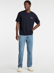 Guess Jeans Navy Back Print Graphic Logo 100% Cotton T-Shirt - Image 3 of 6