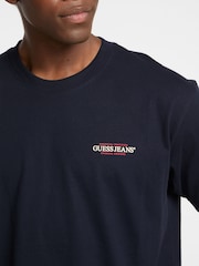 Guess Jeans Navy Back Print Graphic Logo 100% Cotton T-Shirt - Image 4 of 6