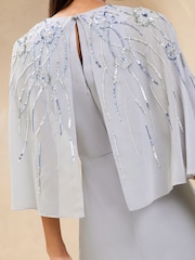 Lipsy Silver Embellished Floral Trim Cape Maxi Dress - Image 3 of 4