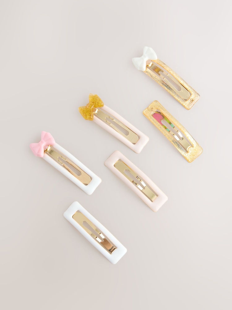 Cream Bow Clips 6 Pack - Image 1 of 4