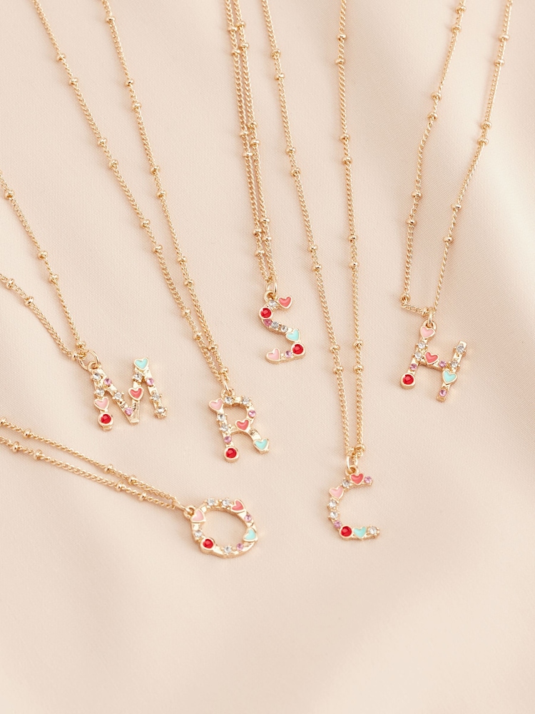 Gold Tone Initial Heart Necklace - Image 1 of 2