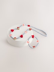 Blue Strawberry and Heart Necklace and Bracelet Set - Image 1 of 4
