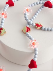 Blue Strawberry and Heart Necklace and Bracelet Set - Image 4 of 4