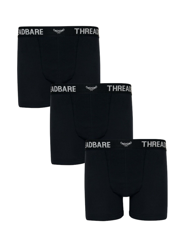 Threadbare Black/chrome Dark Black Hipster Boxers 3 Pack - Image 1 of 3