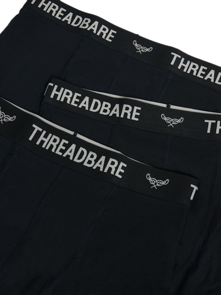 Threadbare Black/chrome Dark Black Hipster Boxers 3 Pack - Image 3 of 3