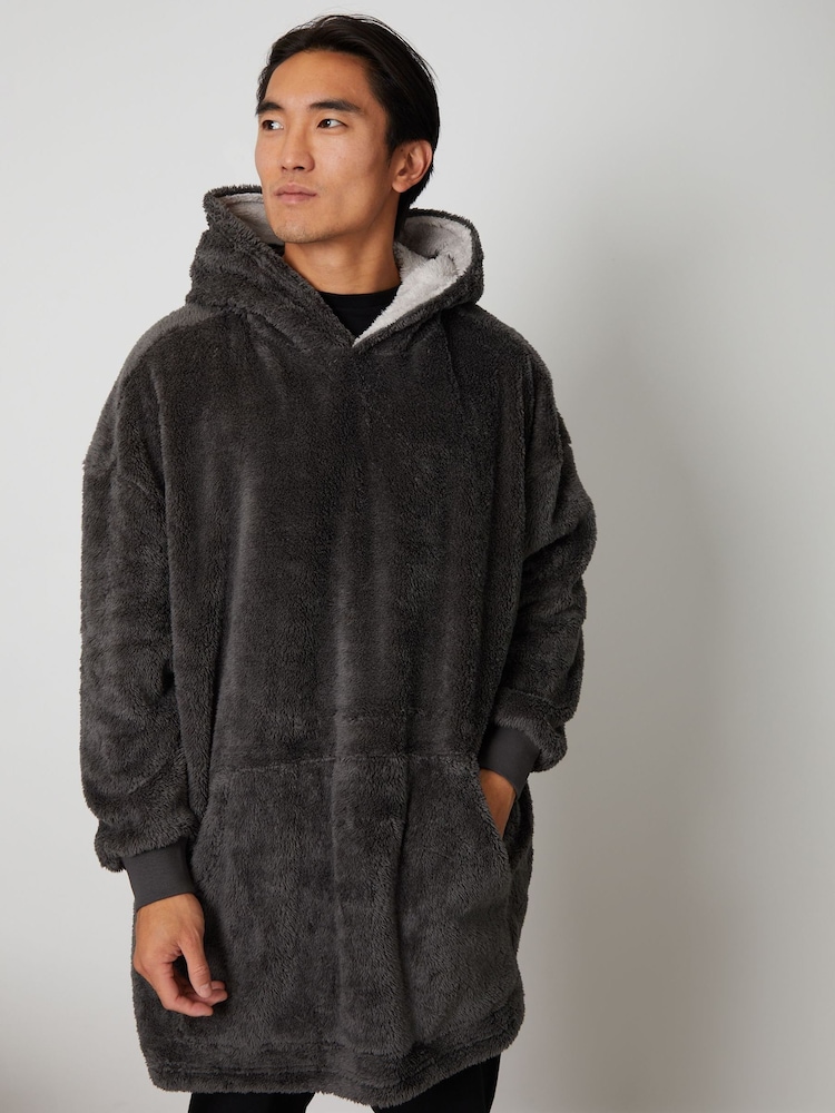 Темно-серый - Threadbare Искусственный мех Oversized Домашняя одежда худи - Image 1 of 4