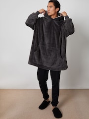 Темно-серый - Threadbare Искусственный мех Oversized Домашняя одежда худи - Image 3 of 4