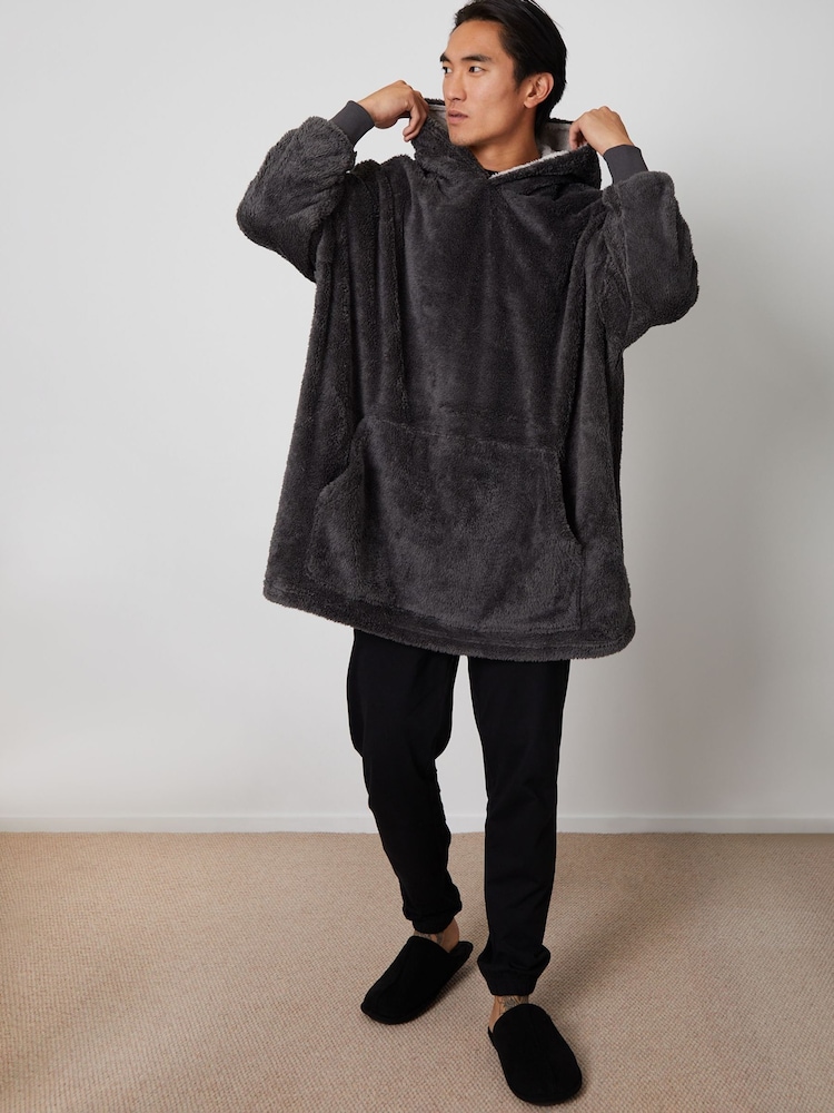 Вугілля - Threadbare штучне хутро Oversized Loungewear худі - Image 3 of 4