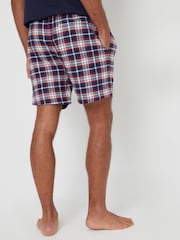 Threadbare Blue Brushed 100% Cotton Flannel Check Lounge Shorts 2 Pack - Image 2 of 5