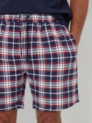 Threadbare Blue Brushed 100% Cotton Flannel Check Lounge Shorts 2 Pack - Image 4 of 5
