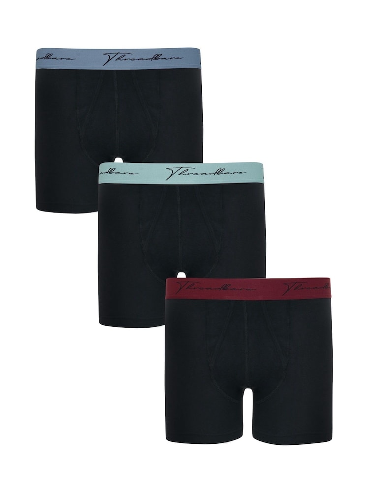 Threadbare Charcoal Black A-Front Trunks 3 Packs - Image 1 of 5