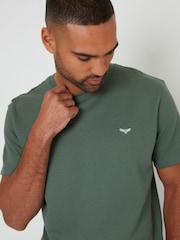 Threadbare Green Blend Textured Short Sleeve 100% Cotton Check Pyjamas Set - Image 4 of 4