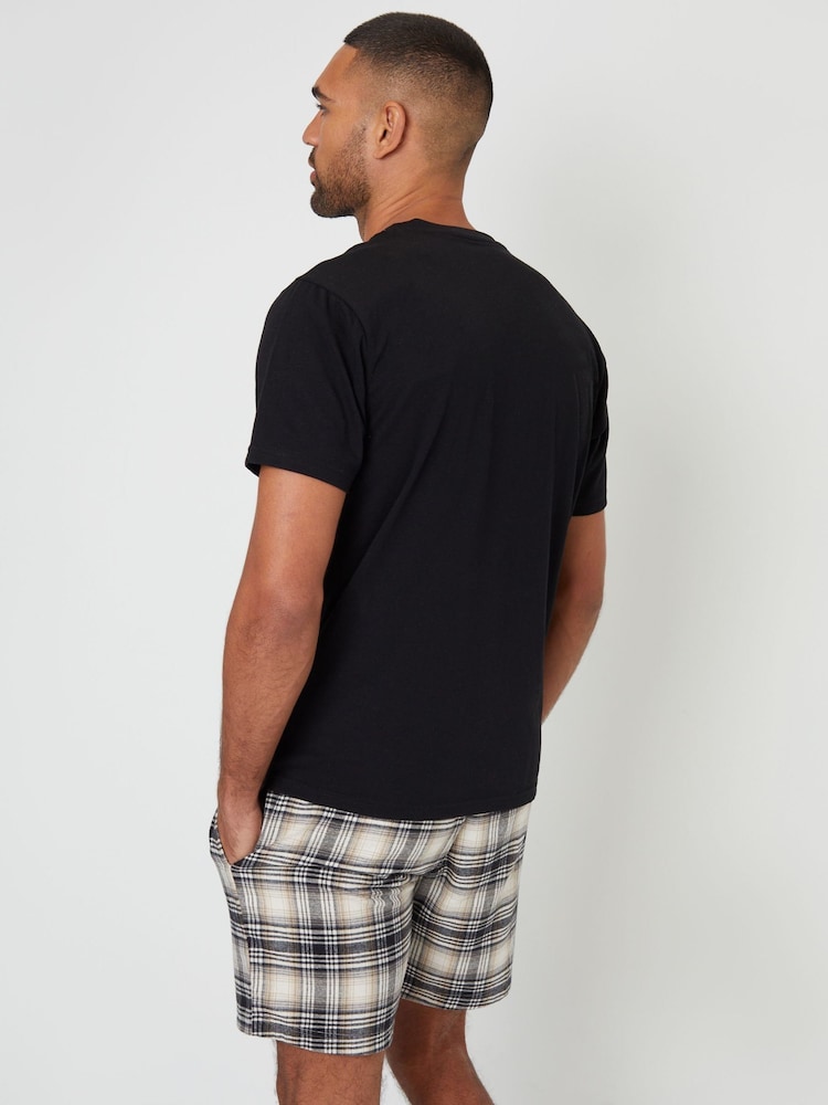 Threadbare Black Shortie Check Pyjamas Set - Image 2 of 4