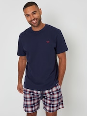 Threadbare Blue Shortie Check Pyjamas Set - Image 1 of 4
