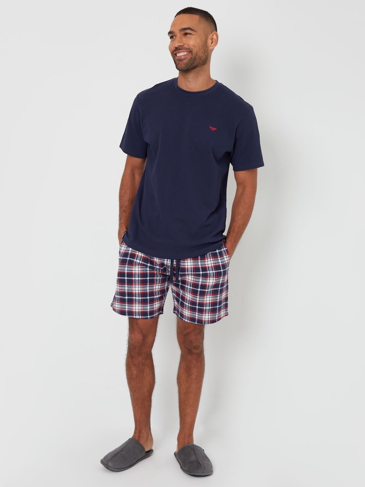 Threadbare Blue Shortie Check Pyjamas Set - Image 2 of 4