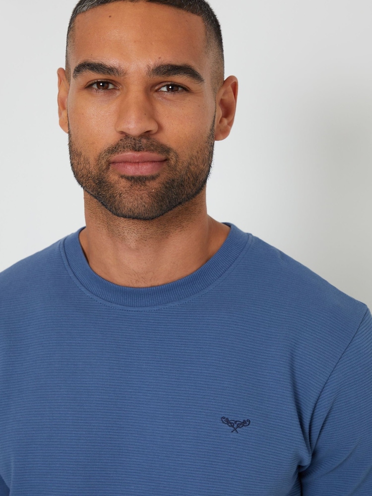 Threadbare Light Blue Blend Textured Short Sleeve 100% Cotton Check Pyjamas Set - Image 4 of 4
