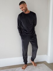 Threadbare Black Soft Touch Velour Loungewear Set - Image 1 of 4