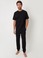 Threadbare Black Blend Textured Short Sleeve 100% Cotton Check Pyjamas Set - Image 1 of 4