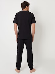 Threadbare Black Blend Textured Short Sleeve 100% Cotton Check Pyjamas Set - Image 2 of 4