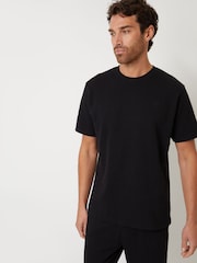 Threadbare Black Blend Textured Short Sleeve 100% Cotton Check Pyjamas Set - Image 3 of 4