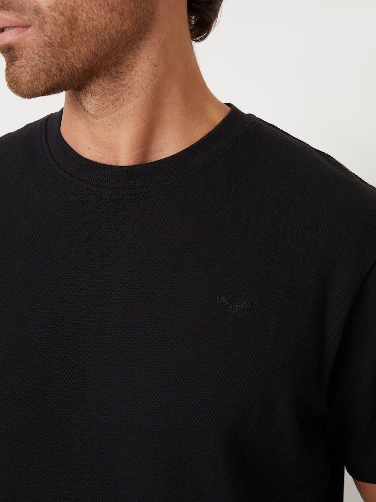 Threadbare Black Blend Textured Short Sleeve 100% Cotton Check Pyjamas Set - Image 4 of 4