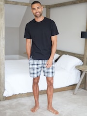 Threadbare Charcoal Black Shortie Check Pyjamas Set - Image 3 of 4