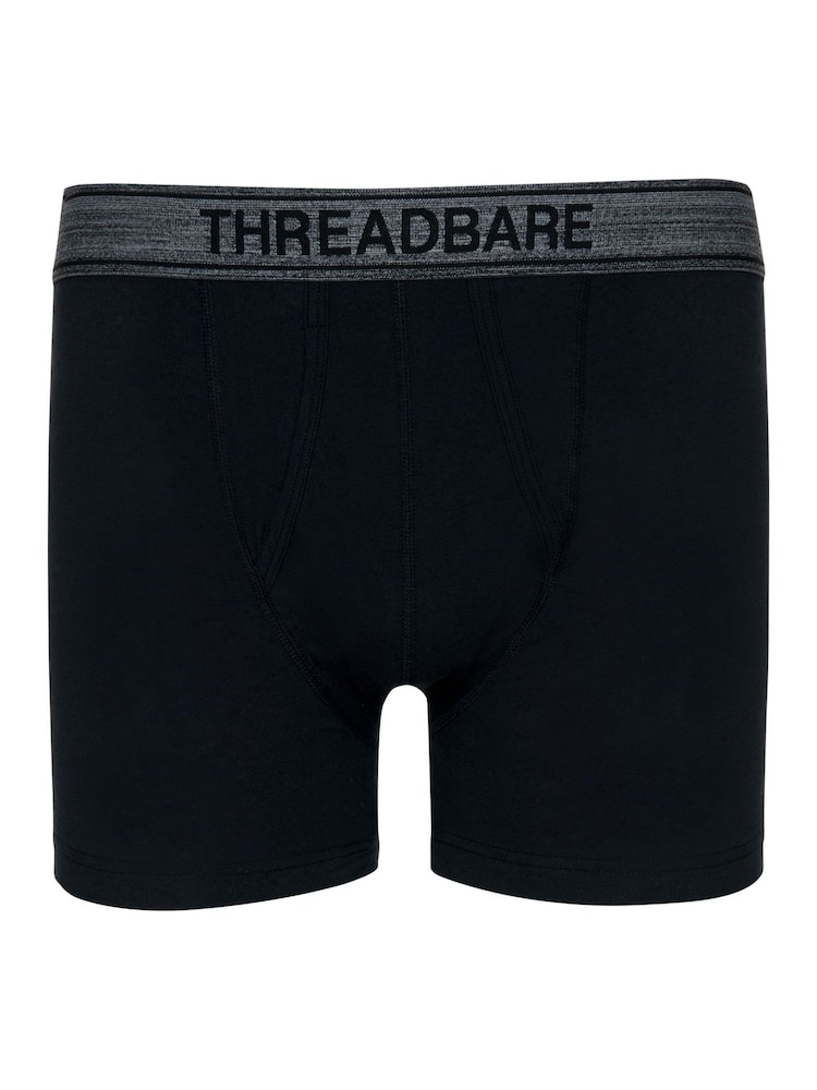Threadbare Ink Black A-Front Trunks 3 Packs - Image 2 of 3